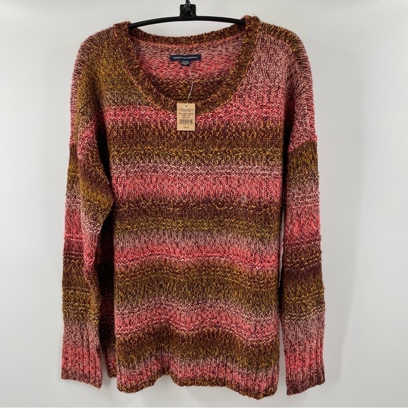 NWT American Eagle Multi Color Knit Crew Neck Pull Over Sweater Casual Soft - Picture 1 of 8